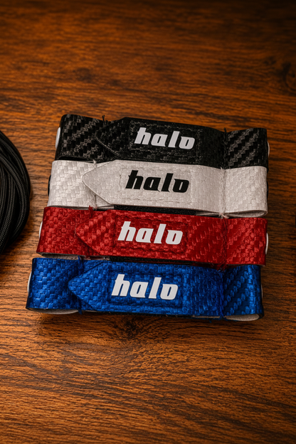 Closeup of stock colors for Halo Hockey Micro Posi-Lock goalie toe ties 